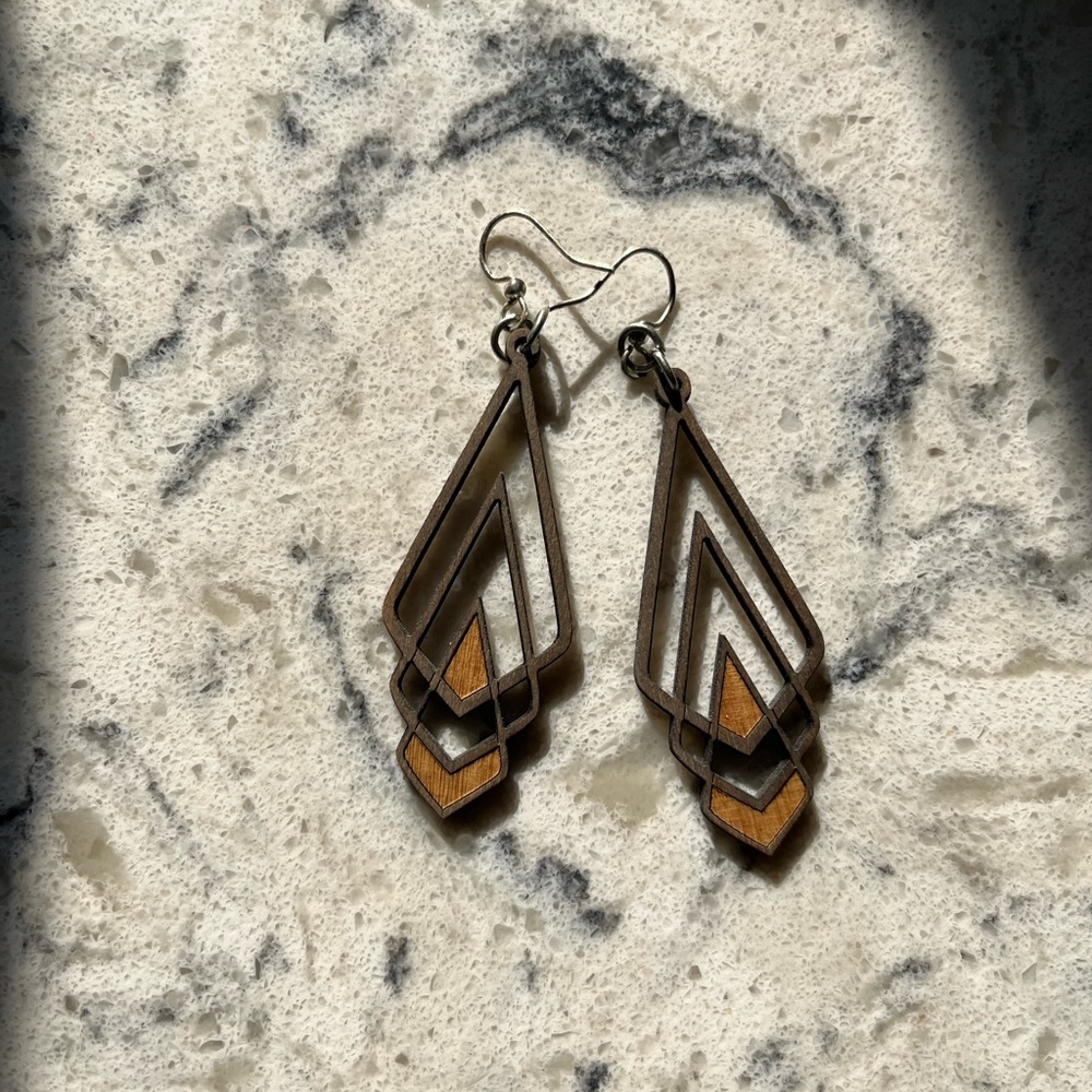 Wooden laser-cut earrings